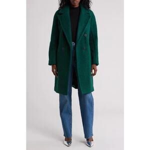 BCBGeneration Double Breasted Bouclé Longline Coat Emerald Green Women’s Small